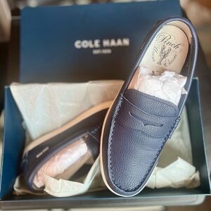 Cole Haan Blue Leather Slip-On Loafers